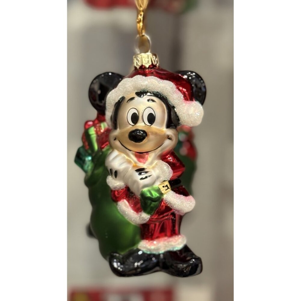 Disney Parks 2025 Santa Mickey Mouse Ornament Blown Glass‎ Christmas Holidays